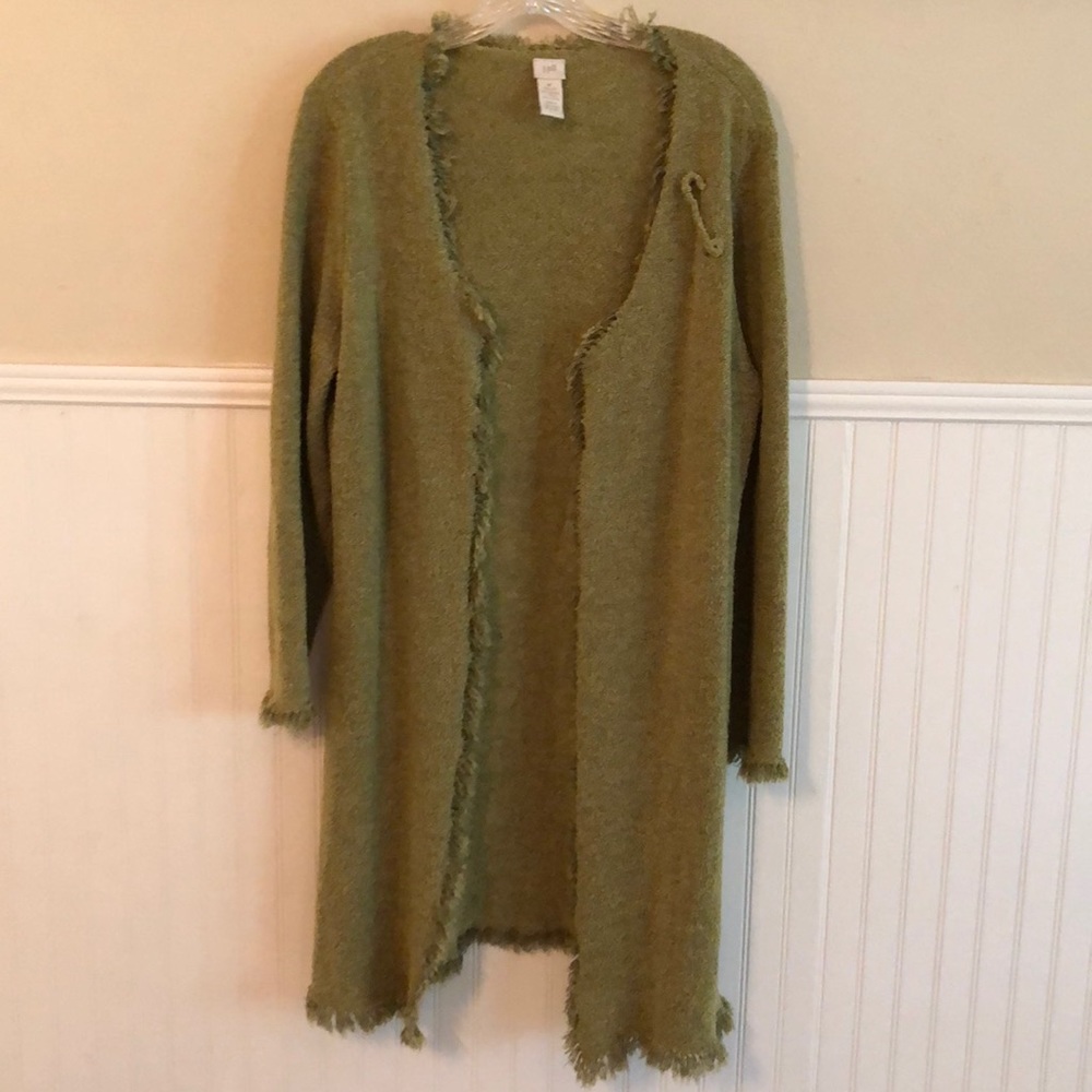 J Jill olive green wool cardigan sweater